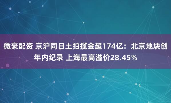 微豪配资 京沪同日土拍揽金超174亿:北京地块创年内纪录 上海最高溢价28.45%